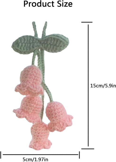 Car Mirror Hanging Accessories,Rearview Mirror Accessories,Bellflower Hand Knitted Cute Car Accessories Car Ornament Suitable for Backpacks, Key C...