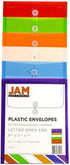 JAM PAPER Plastic Envelopes with Button & String Tie Closure - Letter Open End - 9 3/4 x 11 3/4 - Assorted Colors - 6/Pack...