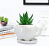 GeLive White Elephant Succulent Planter Ceramic Plant Pot Window Box with Saucer Animal Indoor Tabletop Decor Fun Gift 5 Inch (Mom Elephant)...
