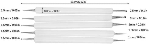 5Pcs Dotting Pen Polymer Clay Modeling Sculpting Tools Double Head Indentation Pen Tracing Stylus for Embossing Ding (White)......