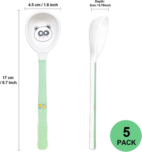 Shopwithgreen 5 PCS Bamboo Kids Spoons Set, Children Utensils Spoons Flatware Cutlery Set, BPA Free | Dishwasher Safe, Child and Kids Feeding for ...