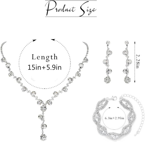 Rhinestone Earrings Silver Earrings Sparkly Bracelet Earrings Party Prom Earrings Jewelry for Women...