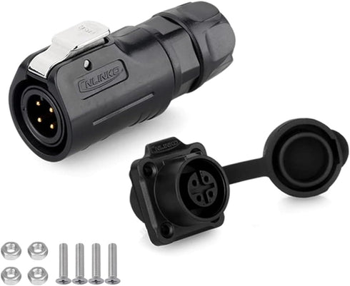 CNLINKO M12 4Pin Waterproof Connector, PBT Plastic DC 12V Cable Panel Mount, Male Female Plug Mount for Medical (4 Pin)...