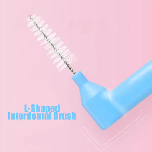 50PCS L-Shaped Interdental Brushes Braces Toothbrush Short Handle,5 Different Sizes Dental Floss Brush Angled Interdental Toothpick...