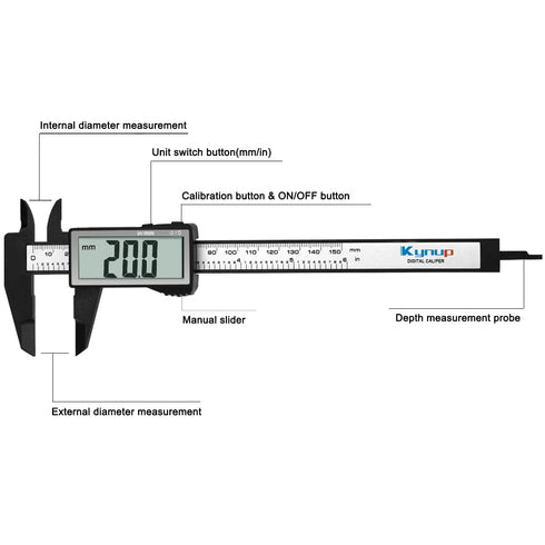 Kynup Digital Caliper with Large Screen, Caliper Measuring Tool, Micrometer Caliper Digital, Caliper Tool for Mechanics, Jewelers, Woodworkers, In...