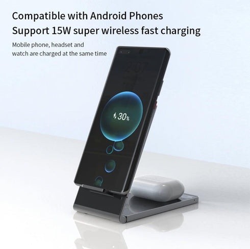Wireless Charging Station Compact Sleek and Modern Design with 15 Watts Fast Charging Compatible with iPhone 15/14/13/12/11 Pro Max/XR/XS/8/8 Plus...