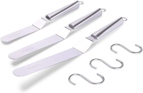 Offset Spatulas Cake Icing Knife 6 8 10 Inch with 3 Metal Hook Angled Cake Frosting Decorating Spatula Set of 3...