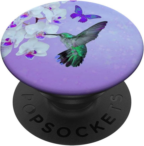 Cell Phone Pop Up Holder Hummingbird Flower Butterfly Purple PopSockets Adhesive PopGrip...