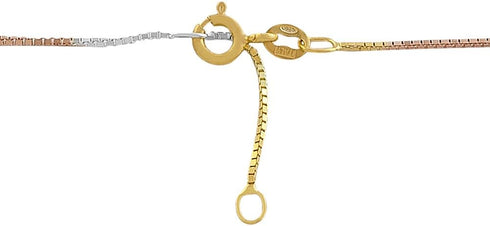 Kooljewelry 14k Tri-color Gold over Silver 0.8 mm Venetian Box Chain Anklet (9-10 inch)...