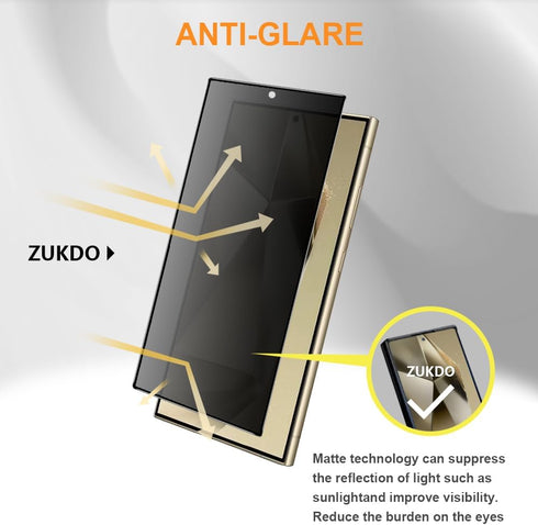 2 Pack for Samsung Galaxy S24 Ultra 6.8" Matte Privacy Screen Protector Tempered Glass Film, Anti-glare Anti-spy Anti-fingerprint Ultrasonic Finge...