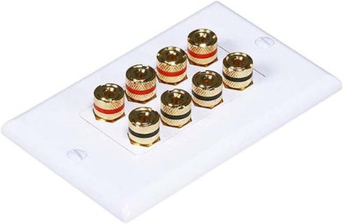 Moonrise Monoprice 103326 Banana Binding Post Two-Piece Inset Coupler Wall Plate for 4 Speakers, White...