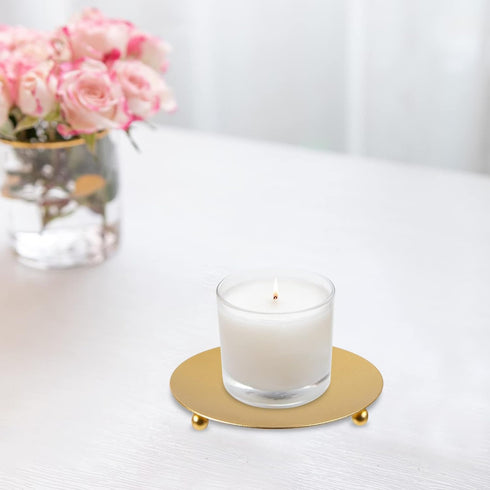 Gold Iron Plate Candle Holder, Decorative Iron Pillar Metal Pedestal Candle Stand Candlesticks Holder for Wax Candles, Incense Cones, Spa, Wedding...