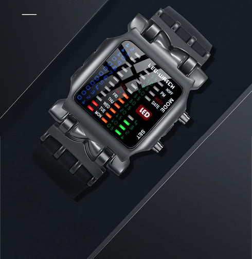 Fashion Mens Digital Watch LED Binary Watches for Men Waterproof Outdoor Casual Black Silicone Square Watches...