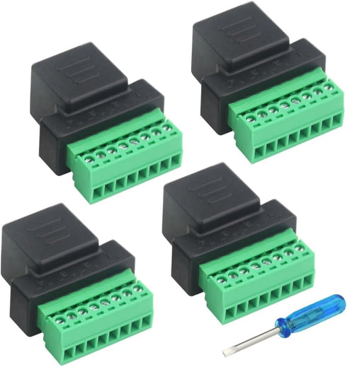 WMYCONGCONG 4 PCS RJ45 Screw Terminal Adaptor Connector RJ45 8P8C Female Jack to 8 Pin Screw Terminal Connector for Cat7 Cat6 Cat5 Cat5e Ethernet ...