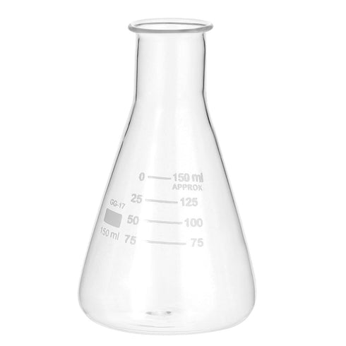 PATIKIL Erlenmeyer Flask, 150ml 5.1oz Narrow Mouth Graduated Flasks Borosilicate Glass with Printed Graduation for Lab Experiment Chemistry Scienc...
