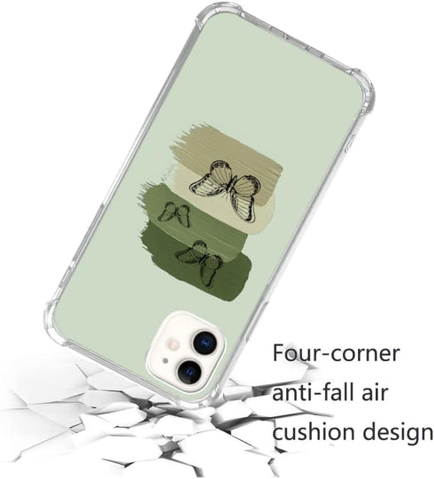 Sage Green Phone Case Compatible with iPhone 11,Green Aesthetic Butterfly Trippy Cover for Men Girl Women,Unique Soft TPU Bumper Case Cover...