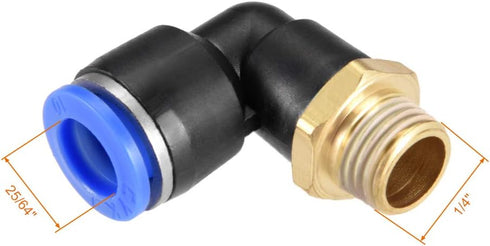 uxcell Push to Connect Tube Fitting Male Elbow 10mm Tube OD x G1/4 Thread Pneumatic Air Push Fit Lock Fitting Blue 5pcs...