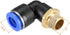 uxcell Push to Connect Tube Fitting Male Elbow 10mm Tube OD x G1/4 Thread Pneumatic Air Push Fit Lock Fitting Blue 5pcs...