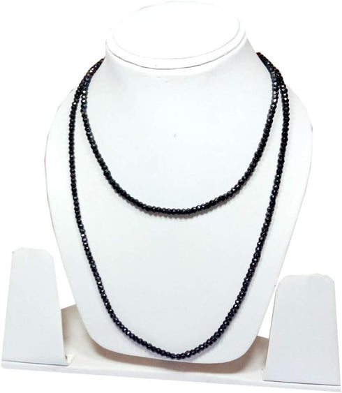 Natural black spinel 3-4mm rondelle faceted beads 36" long beaded necklace, black spinel beaded necklace jewelry, exclusively by m.k.creations, bl...