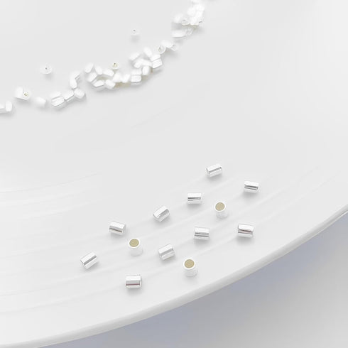 30 Pcs Crimp Beads for Jewelry Making - S925 Sterling Silver Crimping Beads, 2 mm Crimp Tube Beads for DIY Earrings Bracelet Necklace Jewelry Maki...