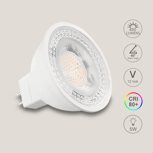 FTL MR16 LED Bulb Dimmable 12V 5W 50W Equivalent 450LM GU5.3 Bipin Base 3000K Warm White Spot Light Bulbs for Landscape Lighting, Track Lighting, ...