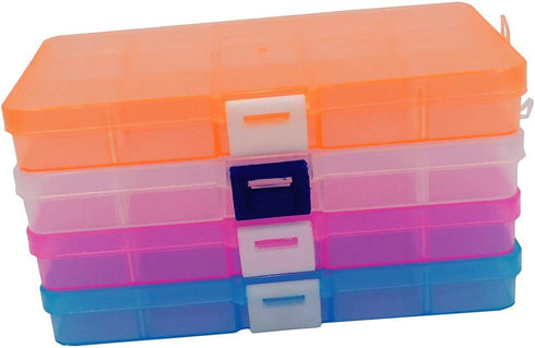 Yansanido 4 Pcs 10 Grids 5 Inch x 2.5 Inch Adjustable Small Removable Clear Plastic Jewelry Organizer Divider Storage Box Jewelry Earring Tool Con...