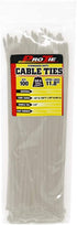 Pro Tie Standard Duty, Self-Locking Nylon Cable Wire Ties for Indoor and Outdoor Use | 11.8-Inch, 50 lbs. Tensile Strength, Natural Nylon, 100-Pac...