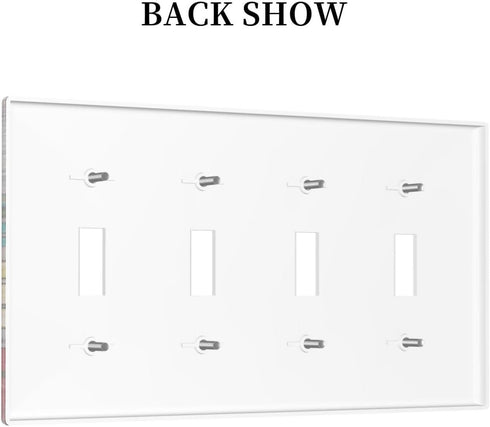 Boho Floral Bright 4 Gang Light Switch Cover Quad Toggle Wall Plate Decorative Electrical Faceplate Standard Size for Bathrooms Bedroom Kitchen Ho...