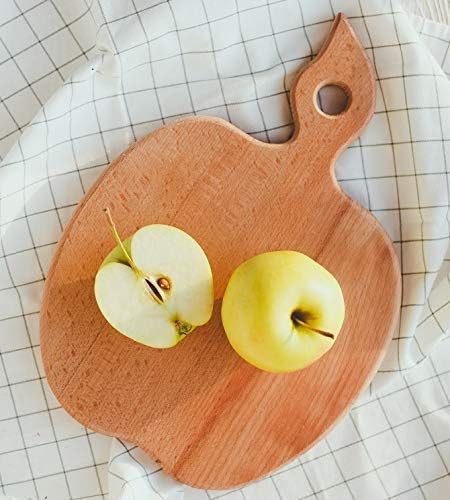 Apple-shaped Solid Wood Cutting Board With Handle For Fruit, Veggies, Cheese – Small Wooden Bread Board, Cheese Serving Platter, Round Charcuterie...