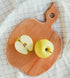 Apple-shaped Solid Wood Cutting Board With Handle For Fruit, Veggies, Cheese – Small Wooden Bread Board, Cheese Serving Platter, Round Charcuterie...