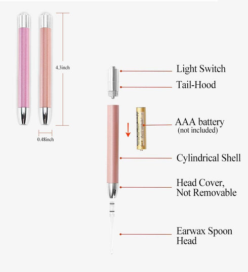 Ear Pick?Ear Wax Removal Tool?LED Lights Ear Cleaning Kit?Updated Version?Non-Slip?Soft Safety Spoon Head?Replaceable and Easy to Clean?Safe Mater...