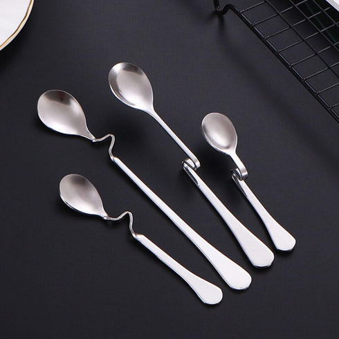 4pcs Hanging Coffee Spoons, Bending Handle Jam Spoons Stainless Steel Honey Spoons Dessert Spoons for Tea Coffee Dessert, 4 Size...