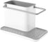 3-in-1 Sink Caddy Sponge Holder, Sturdy Countertop Cutlery Holder Organizer -Kitchenware Holder, Brush Holder + Dish Cloth Hanger (Light Gray)...