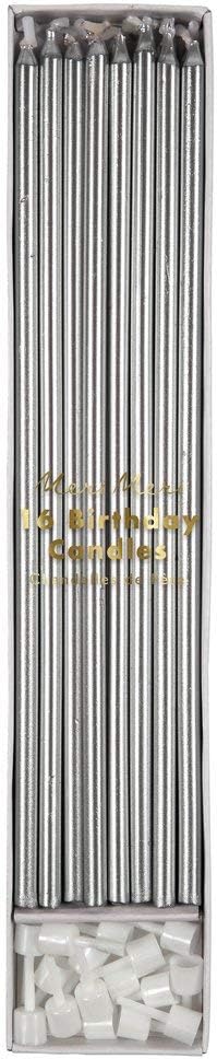 Meri Meri Long Birthday Candles for Cake (Pack of 16), 8.75" Tall Unscented Candles...