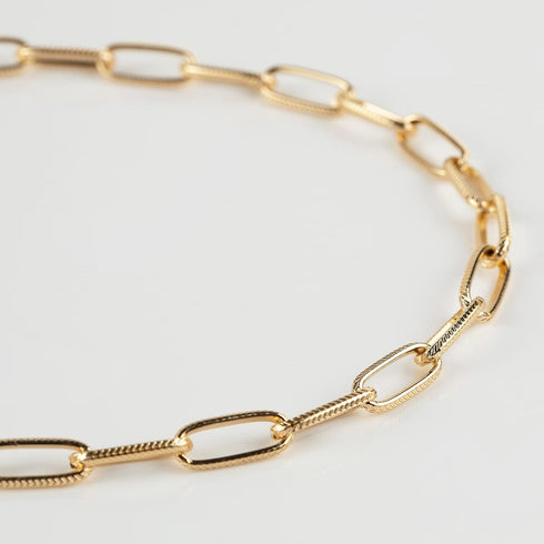 16.4 Feet Aluminum Oval Light Gold Chains for Jewelry Making Unwelded Textured Paperclip Link Cable Chain Roll Necklace Chains Bulk with Lobster C...