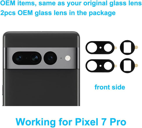 4 Pieces OEM Original Rear Back Camera Glass Lens Replacement for Google Pixel 7 Pro with Adhesive Pre-Installed and Repair Tools Kit and Installa...