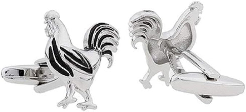Chicken Rooster Pair Cufflinks in a Presentation Gift Box & Polishing Cloth...