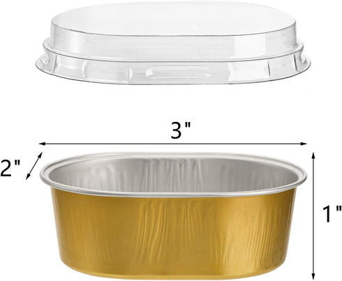 Dicunoy 100 Pack Mini Aluminum Cups with Lids, 3 OZ Disposable Muffin Liners Containers, Individual Ramekins Flan Pan for Dessert, Creme Brulee, P...