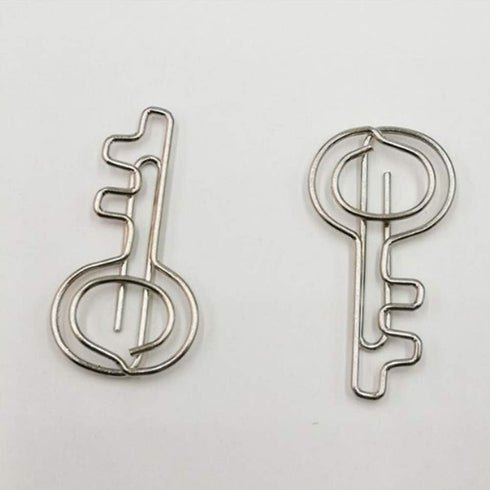 Rurili 20 Pieces Metal Key Shaped Wire Paper Clips for Office School Home Use(Silver)...