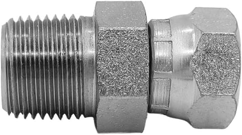 (2-PACK) 1404-06-04 Hydraulic Hose Adapter Fitting 3/8" Male (3/8"-18NPTF) × 1/4" Female Swivel (1/4"-18NPSM) SAE Straight Pipe Joints Tube Connec...