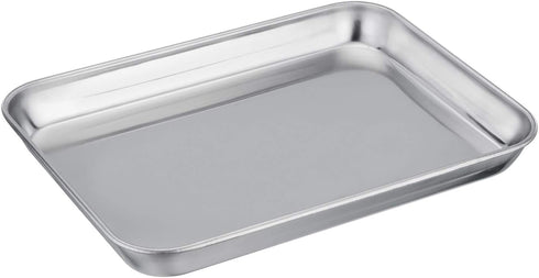 TeamFar Pure Stainless Steel Toaster Oven Pan Tray Ovenware, 7''x9.3''x1'', Heavy Duty & Healthy, Mirror Finish & Easy clean, Deep Edge, Dishwashe...