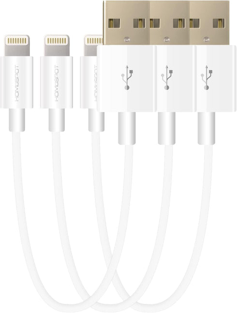HomeSpot Short iPhone Charger Lightning Cable 5" Short Length Compatible with iPhone X / 8/8 Plus / 7/7 Plus / 6/6 Plus iPad Air/Air 2 / Pro (3 Pa...