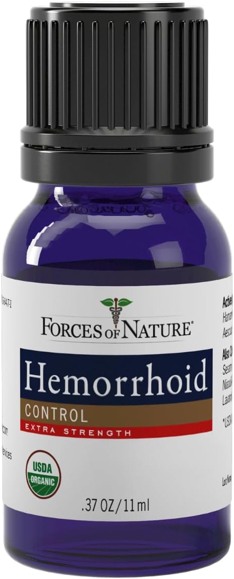 Forces of Nature Hemorrhoid Treatment, Extra Strength 0.37 Fl Oz, Organic Homeopathic Medicine & Essential Oils, Hemorrhoid Relief for Pain, Itchi...