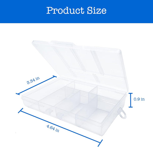 Plastic Organizer Box with Dividers - 2 PCS Small Plastic Container with Compartments, 6 Compartment Storage Box, Plastic Travel Organizer Box, Cr...