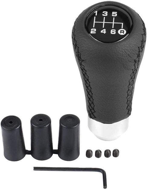 6 Speed Gear Shift Knob, Universal PU Leather Shifter Stick with 3 Hoses Fit for Most Car Vehicle (Black)...