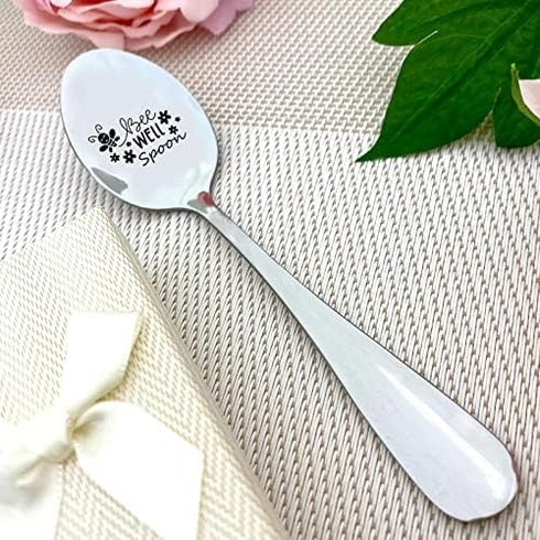 Bee well spoon Get Well Spoon Get Well Gifts for Women Men Best Recovery Gift Funny Food Dessert Tea Spoon Engraved Stainless Steel Encouragement ...