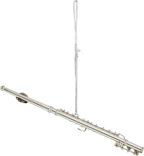 Broadway Gifts Co Silver Tone Flute Instrument 5.5 inch Brass Hanging Ornament...