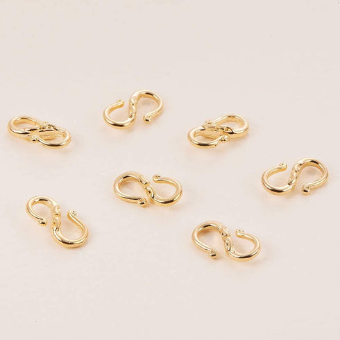 BENECREAT 10 PCS 18K Real Gold Plated S-Hook Clasps Necklace Clasp Jewelry Findings for DIY Jewelry Making...