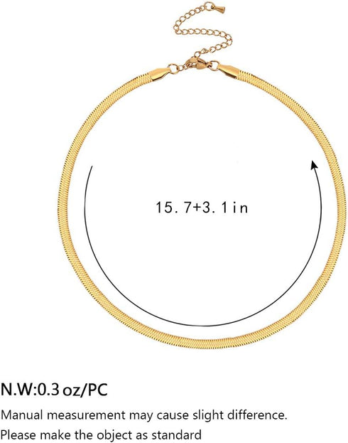 CLASSYZINT Gold Flat Chain Necklaces for Women Stainless Steel Snake Chain Cute Chokers Collar Minimalist Jewelry Simple Gift…...