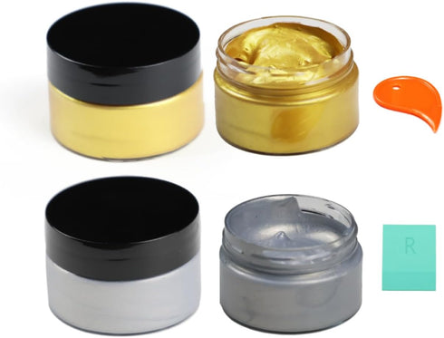 Metallic Acrylic Paint,Metallic Gold Paint,1.69 OZ/Jar,Silver Chalk Paste Paint Metallic,Metallic Paint for Crafts Color-shifting Glass Paint,Meta...